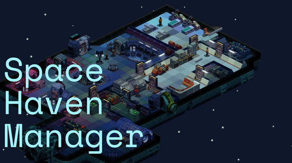 Picture of the game Space haven with the addition of the text "Space Haven Manager"